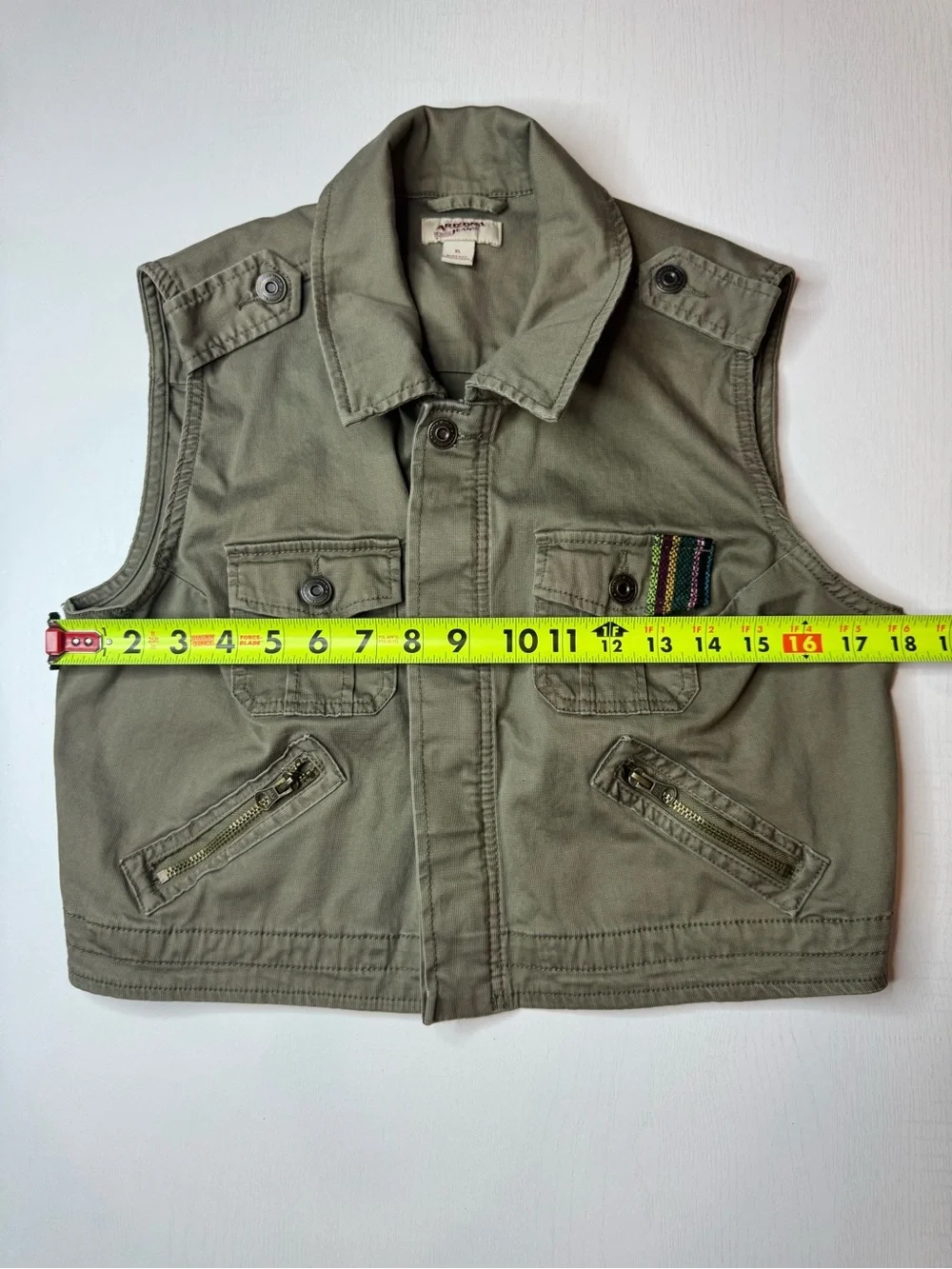 Arizona Jean Company Juniors Olive Green Utility Vest